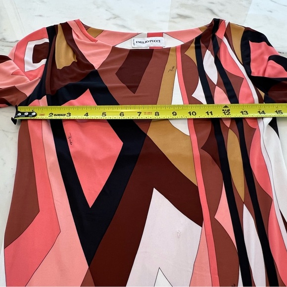 EMILIO PUCCI CORAL MULTI ICONIC PRINT MARILYN STYLE DRESS SIZE IT 40 / US 6 - Picture 7 of 17